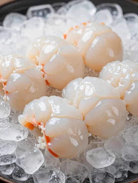 กุ้งล็อบสเตอร์สดบนเขียงไม้พร้อมเลมอนและเครื่องเทศ