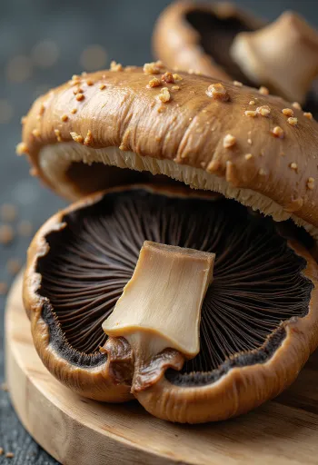 เห็ดพอร์ตโตเบลโลสดดอกใหญ่ พร้อมย่างด้วยน้ำมันมะกอกและสมุนไพร