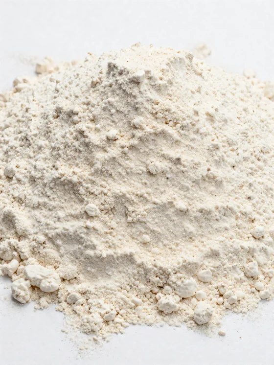 แป้งสเปลท์สีเบจในถ้วยเซรามิก