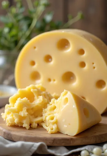 ชีสตราปิสต้าหั่นแผ่นบนเขียงไม้พร้อมมีดตัดชีส