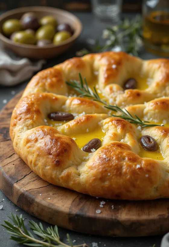 Pizza Focaccia เกลือและน้ำมันมะกอก จากลิกูเรีย
