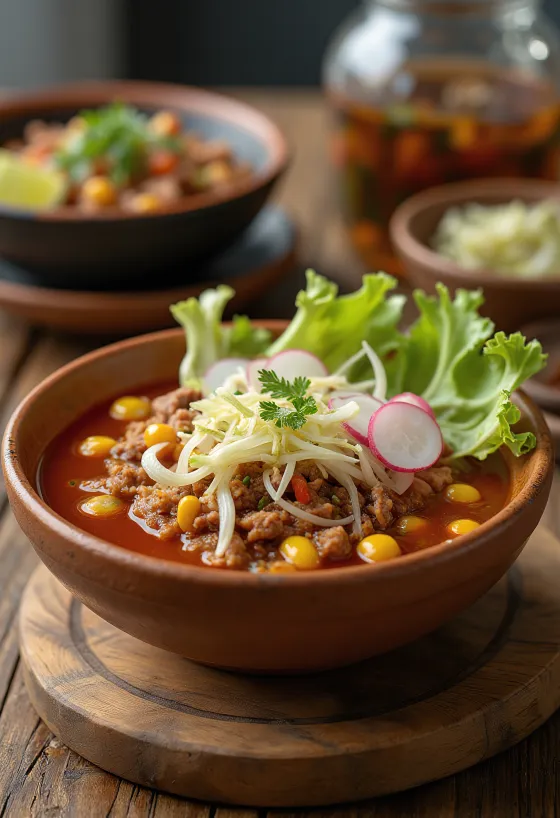 Pozole ซุปหมูข้าวโพดเม็กซิกัน