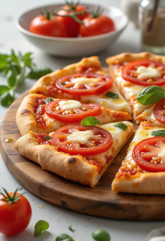 Pizza al Pomodoro Fresco พร้อมมะเขือเทศสดและมอสซาเรลล่า