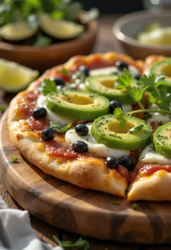 Pizza Mexicana พริกฮาลาเพนโญ ถั่วดำ และอะโวคาโด