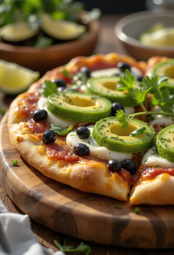 Pizza Mexicana พริกฮาลาเพนโญ ถั่วดำ และอะโวคาโด