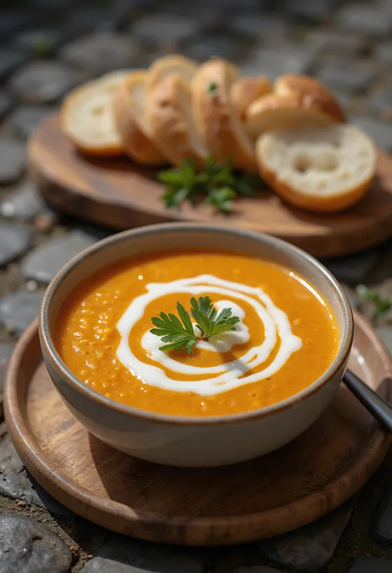 ซุปครีมถั่วเลนทิลสีส้มแดงเนื้อเนียน