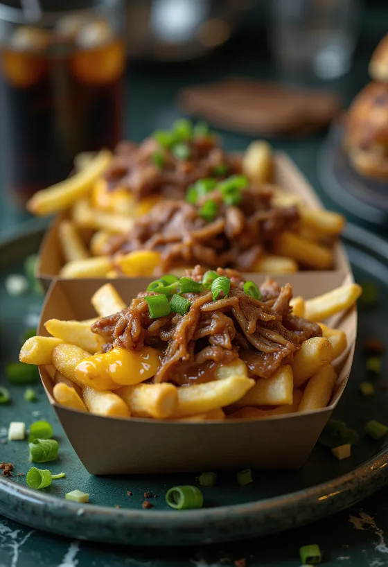 Poutine pulled pork สไตล์แคนาดาพร้อมเสิร์ฟ