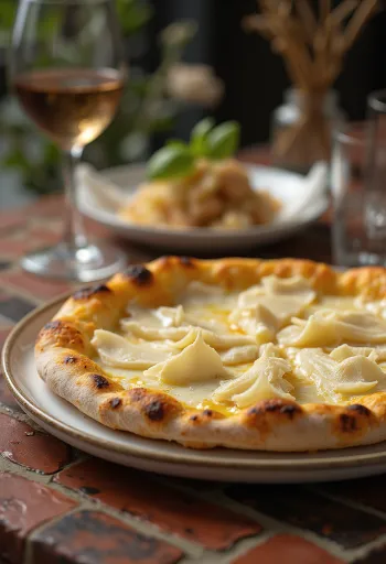 Pizza al Tartufo Bianco พร้อมเห็ดทรัฟเฟิลขาวและชีส