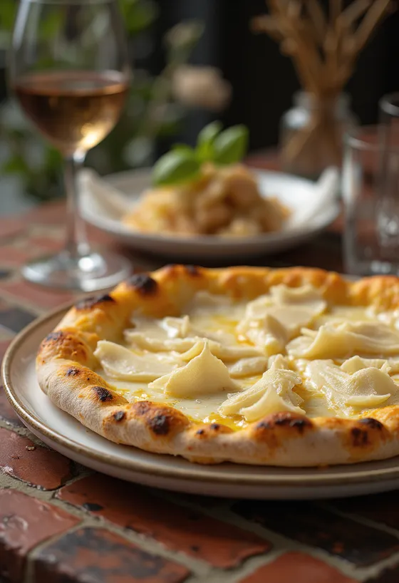 Pizza al Tartufo Bianco พร้อมเห็ดทรัฟเฟิลขาวและชีส