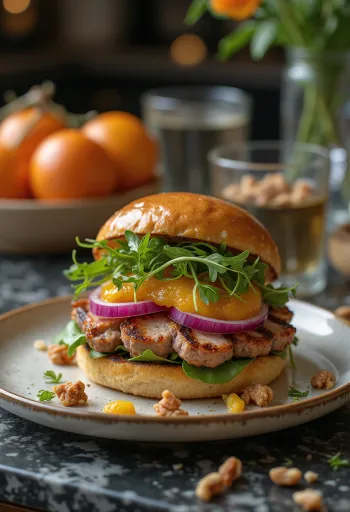 เบอร์เกอร์อกเป็ดย่างพร้อมเสิร์ฟ