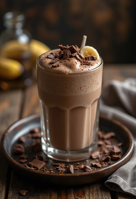 มิลค์เชคกล้วยช็อกโกแลตในแก้ว