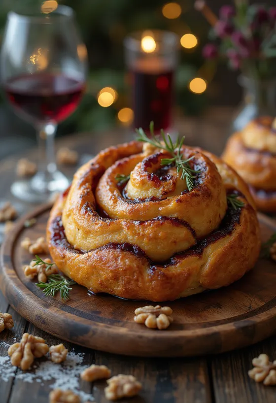 ขนมปังปล่องไฟรสไวน์ร้อนจัดเสิร์ฟ