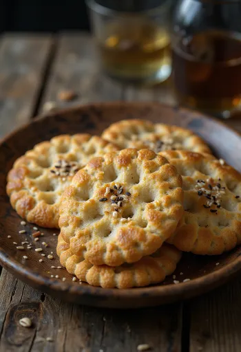 แผ่นขนมปังกรอบ Knäckebröd เจาะรูโรยงาและเมล็ดแฟลกซ์