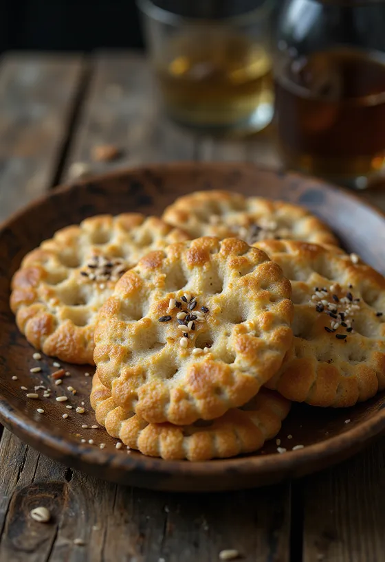 แผ่นขนมปังกรอบ Knäckebröd เจาะรูโรยงาและเมล็ดแฟลกซ์