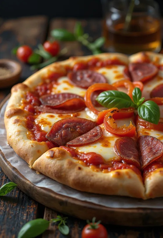 Pizza alla Campagnola พร้อมซาลามี่และผัก