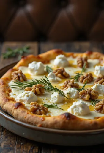 Pizza al Gorgonzola พร้อมโรสแมรี่สดและวอลนัท