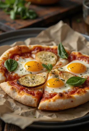 Pizza alla Melanzana กับมะเขือม่วงและมอสซาเรลล่า