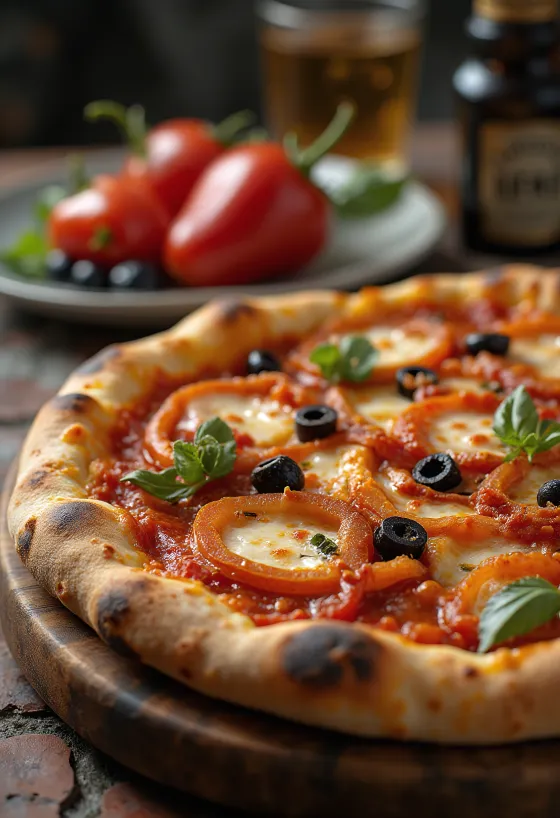 Pizza alla Zingara กับผักและไส้กรอก