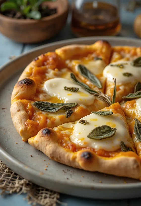 Pizza alla Zucca กับฟักทองย่างและมอสซาเรลล่า