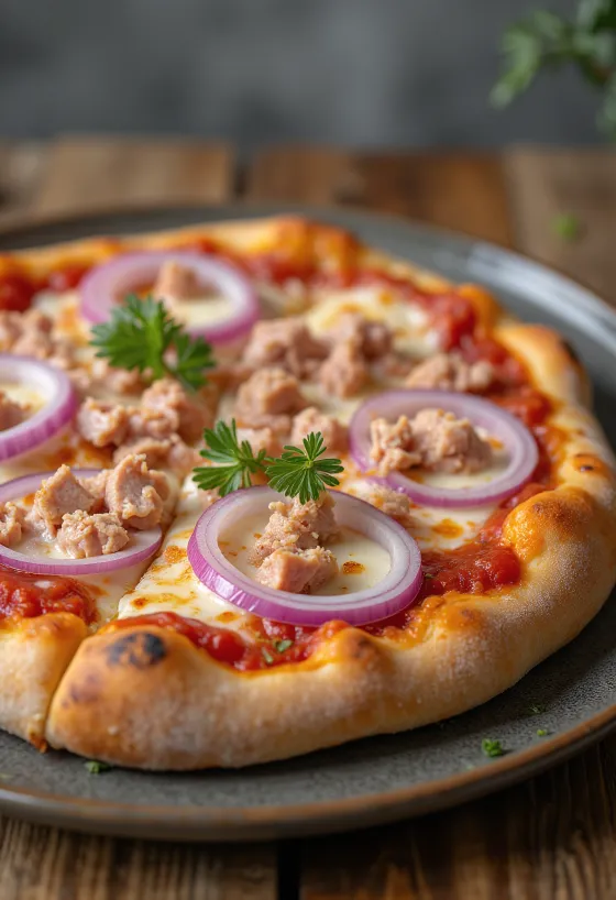 Pizza al Tonno e Cipolla พร้อมทูน่าและหอมแดง