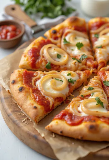 Pizza con Cipolla กับหัวหอมและมอสซาเรลล่า