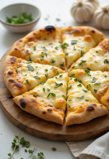 พิซซ่าควอทโทรฟอร์มัจจิกับน้ำมันกระเทียมพร้อมเสิร์ฟ