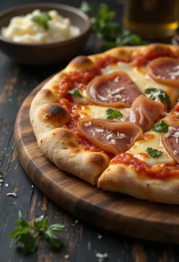 Pizza con Pancetta กับแพนเชตต้าและชีส
