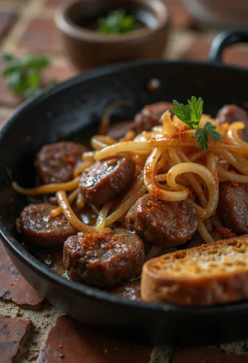 ตับไก่ผัดหัวหอมในกระทะ