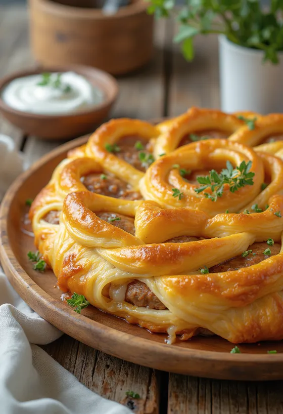 บูเร็กไส้ไส้กรอกอบสดใหม่