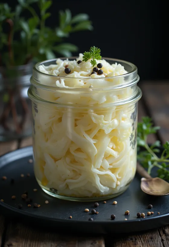 Sauerkraut ในขวดโหลแก้ว