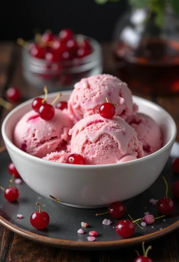 ไอศกรีมเรดเคอร์แรนท์พร้อมเสิร์ฟ