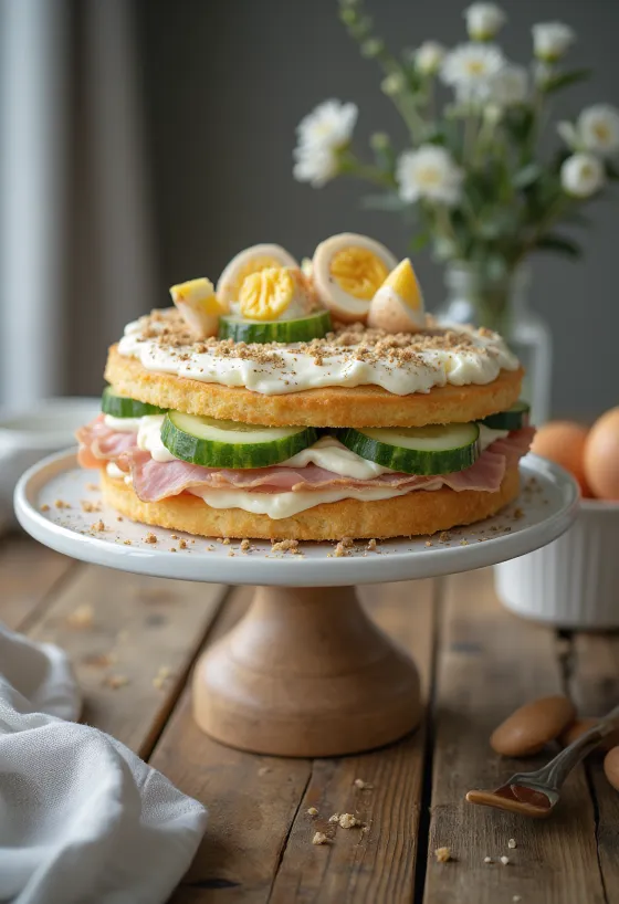 สเมอร์กอสตอร์ตาหน้าแฮมและไก่ เสิร์ฟพร้อมรับประทาน