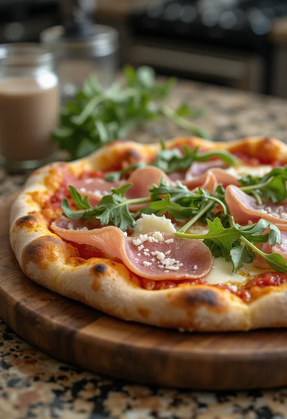Pizza con Speck e Rucola หน้าแฮมสเป็คและร็อกเก็ตสด