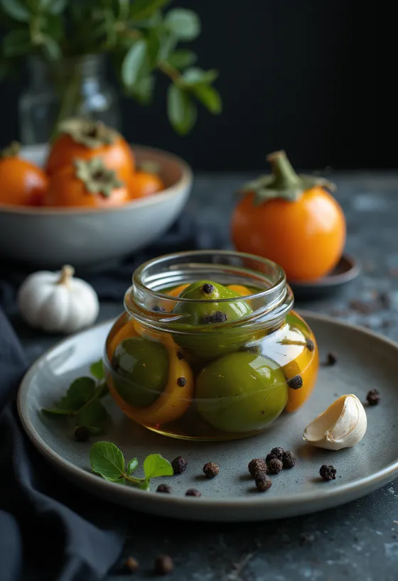 ใบลูกพลับดองเสิร์ฟพร้อมทาน