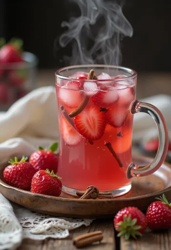 ไซเดอร์สตรอว์เบอร์รี่เสิร์ฟในแก้ว