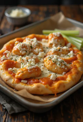 Buffalo chicken pizza พร้อมไก่เผ็ดและบลูชีส