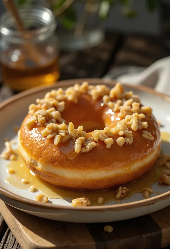 โดนัทน้ำผึ้งวอลนัทเสิร์ฟ