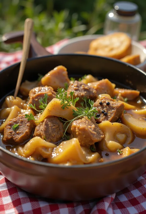 สตูว์เนื้อคาเรเลียนในชามเซรามิก