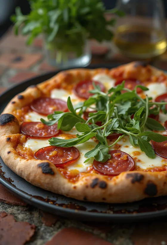 Diavola pizza ร็อคเก็ตและซาลามิรสเผ็ด