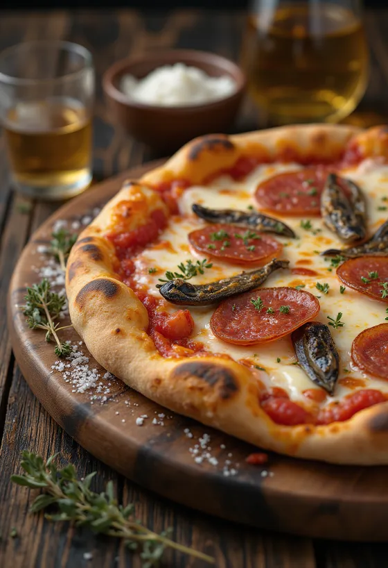 Diavola pizza ปลาแอนโชวี่และพริก