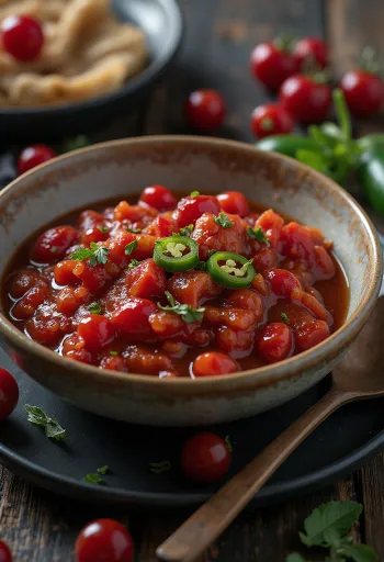 ซอสมะเขือเทศแครนเบอร์รี่ฮาลาเปญโญพร้อมเสิร์ฟ