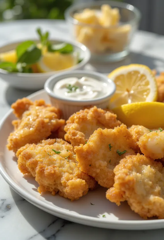 สมองทอดในเกล็ดขนมปังกรอบ เสิร์ฟพร้อมผักสด