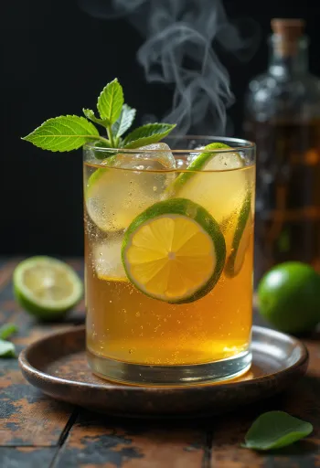 ไซเดอร์มะนาวเสิร์ฟในแก้ว