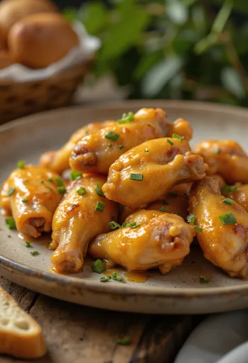 ปีกไก่ซอสน้ำผึ้งมัสตาร์ดพร้อมเสิร์ฟ