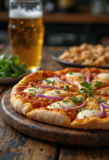 Kimchi pizza กิมจิและซอสโคชูจัง