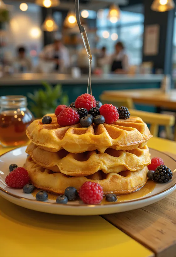 วาฟเฟิลยักษ์พร้อมเสิร์ฟ