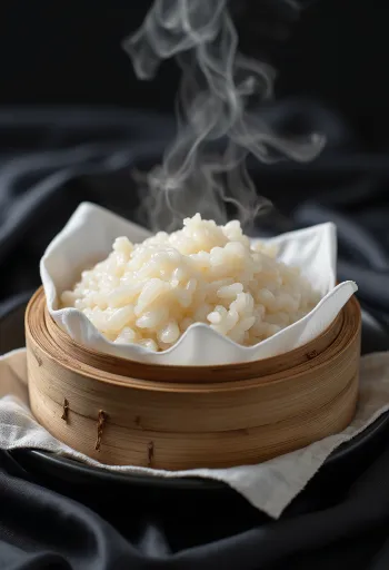 ข้าวเหนียวนึ่งในหวดไม้ไผ่