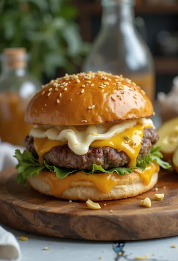 เบอร์เกอร์กระเทียมพร้อมเสิร์ฟ