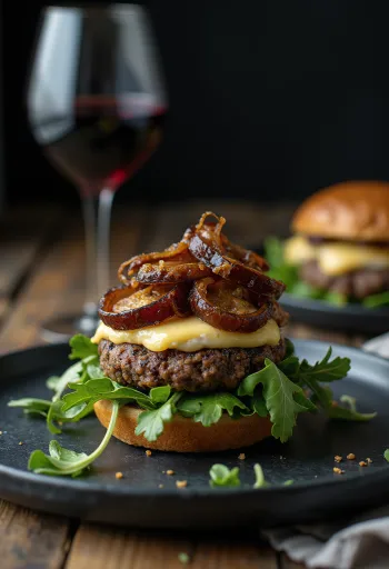 เบอร์เกอร์สไตล์ฝรั่งเศสพร้อมเสิร์ฟ