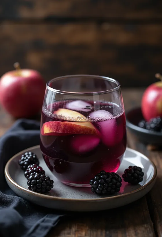 พันช์แบล็คเบอร์รี่แอปเปิ้ลในแก้วใส